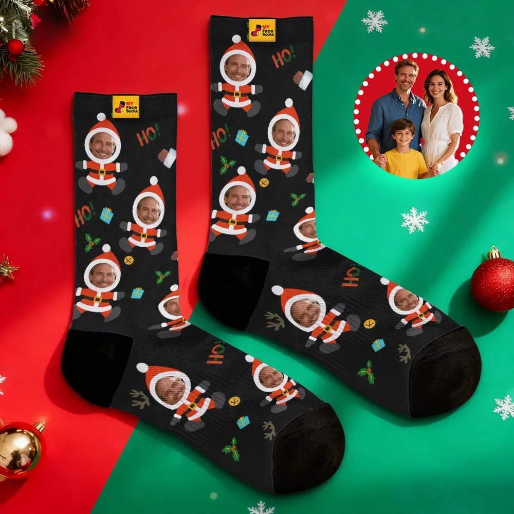 Personalized Pet Dog Theme Socks Christmas Socks Custom I Love You Socks Pet Lover Santa Socks Gift - MyFaceSocksAU