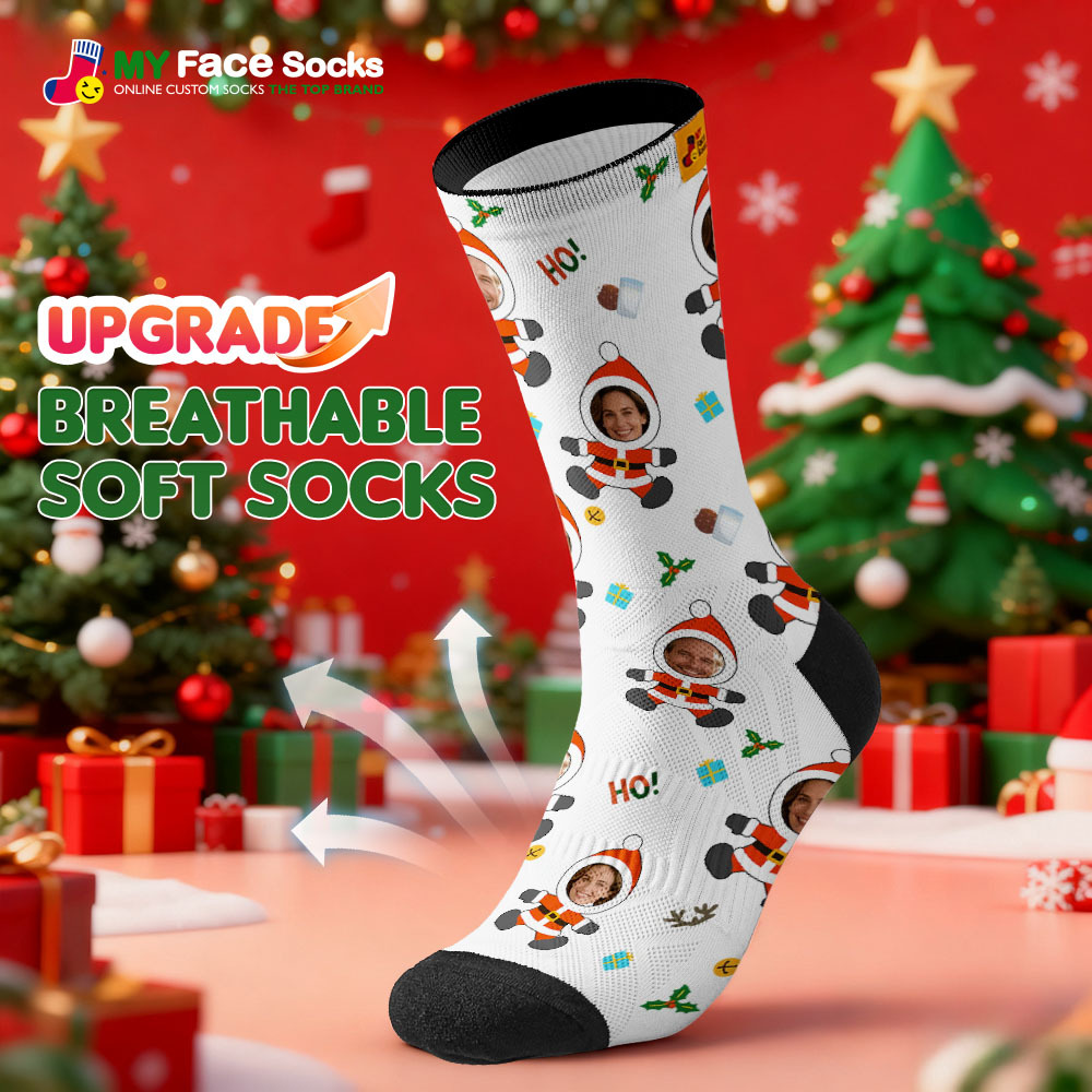 Personalized Christmas Socks Snowman HOHO Christmas SocksCustom Christmas Socks Gift for Family Couple - MyFaceSocksAU