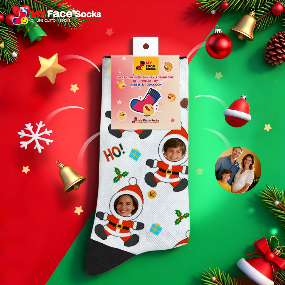 Personalized Christmas Socks Snowman HOHO Christmas SocksCustom Christmas Socks Gift for Family Couple - MyFaceSocksAU