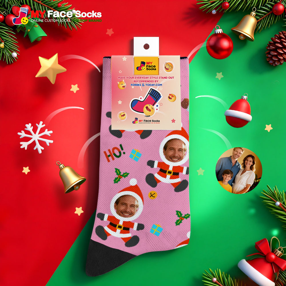 Personalized Christmas Socks Snowman HOHO Christmas SocksCustom Christmas Socks Gift for Family Couple - MyFaceSocksAU
