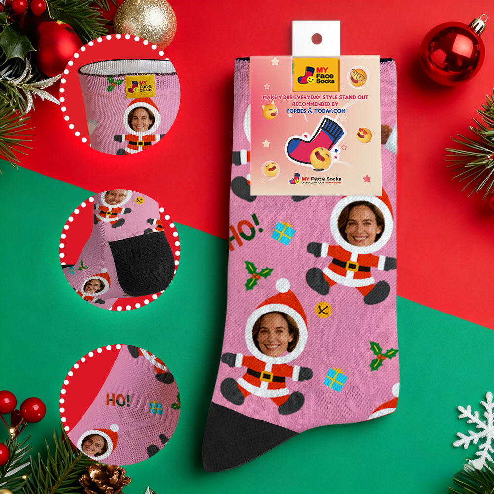 Personalized Christmas Socks Snowman HOHO Christmas SocksCustom Christmas Socks Gift for Family Couple - MyFaceSocksAU