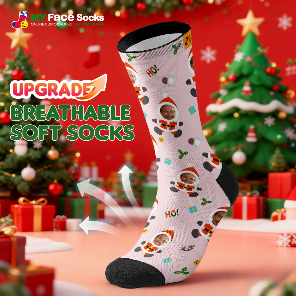 Personalized Christmas Socks Snowman HOHO Christmas SocksCustom Christmas Socks Gift for Family Couple - MyFaceSocksAU
