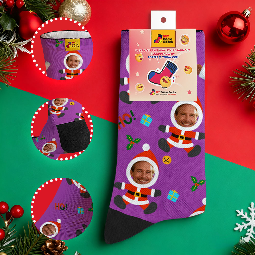 Personalized Christmas Socks Snowman HOHO Christmas SocksCustom Christmas Socks Gift for Family Couple - MyFaceSocksAU