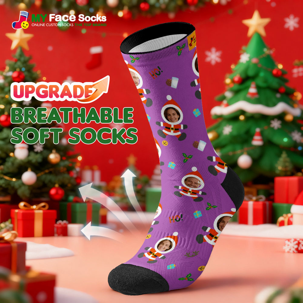 Personalized Christmas Socks Snowman HOHO Christmas SocksCustom Christmas Socks Gift for Family Couple - MyFaceSocksAU