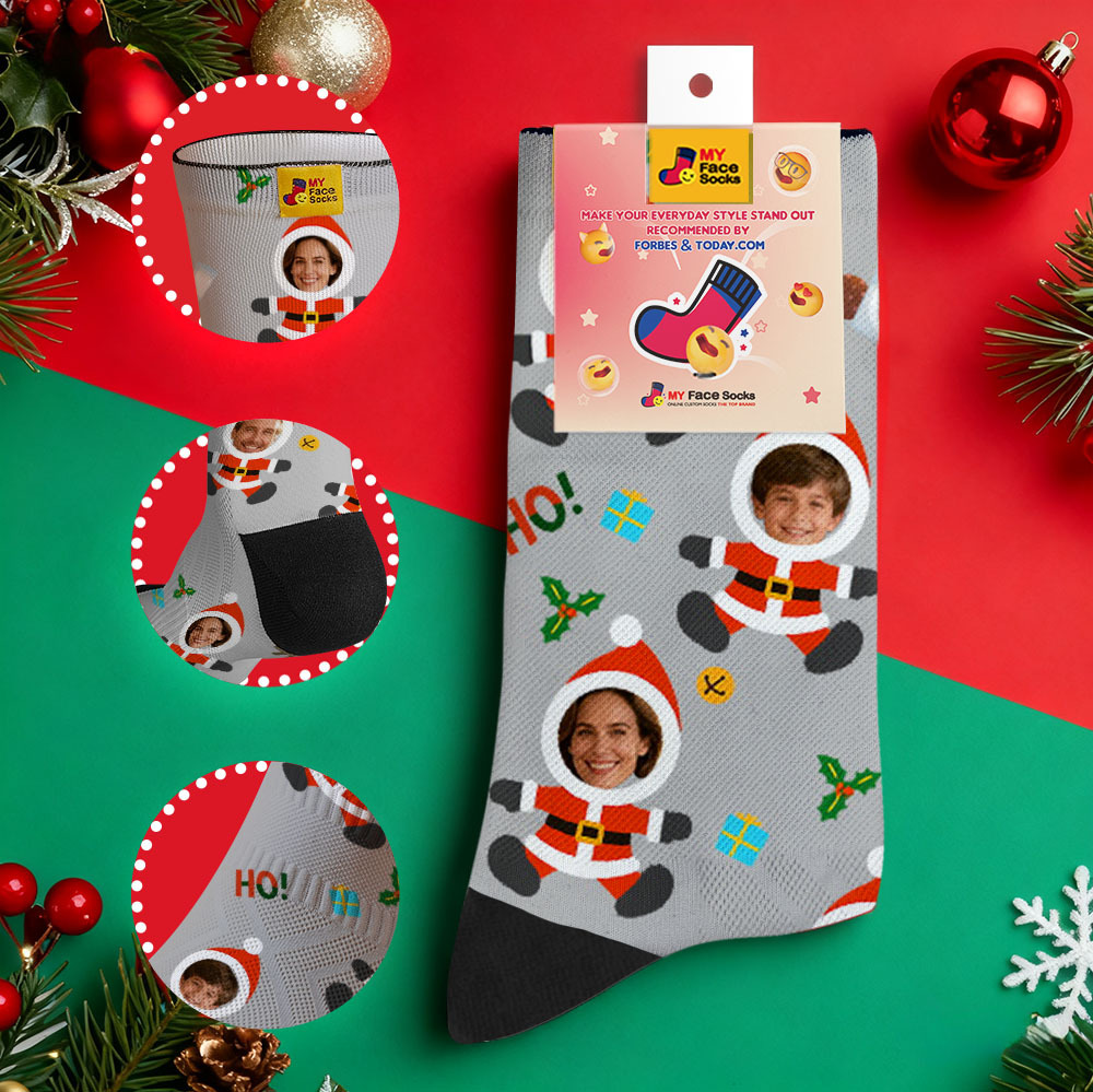 Personalized Christmas Socks Snowman HOHO Christmas SocksCustom Christmas Socks Gift for Family Couple - MyFaceSocksAU