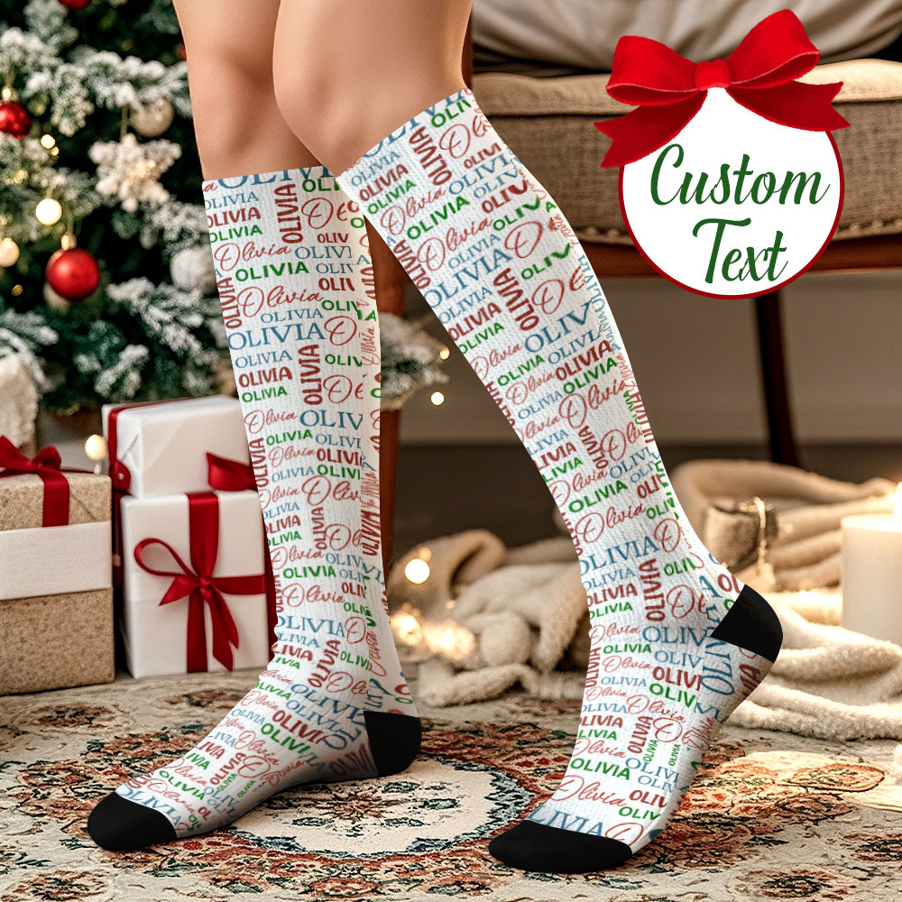 Personalized Face Knee High Socks Custom Vintage Socks Merry Christmas for Lover Christmas Gifts - MyFaceSocksAU