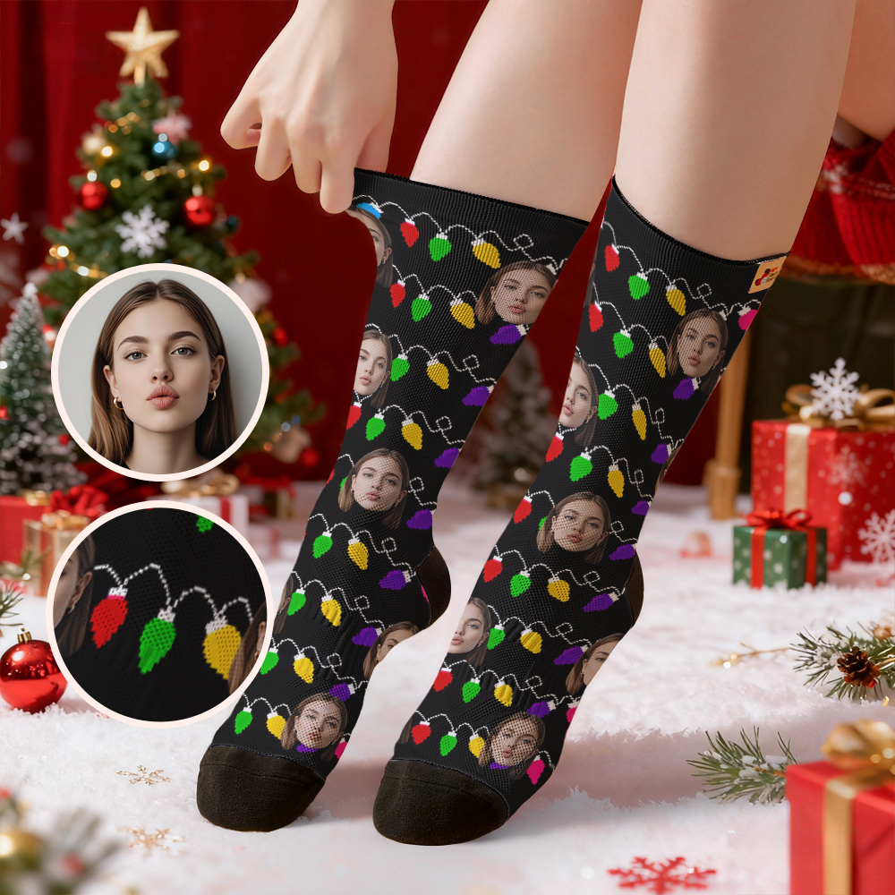 Christmas Gift Custom Face Socks Multi -face Breathable Add Pictures Colorful Photo Socks Gifts