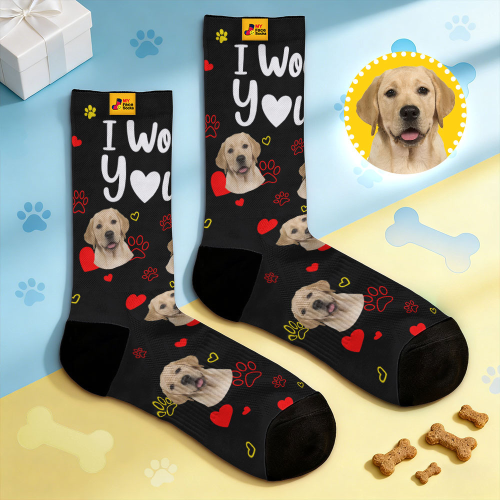 Personalized Pet Dog Theme Socks Christmas Socks Custom I Woof You Socks Pet Lover Santa Socks Gift