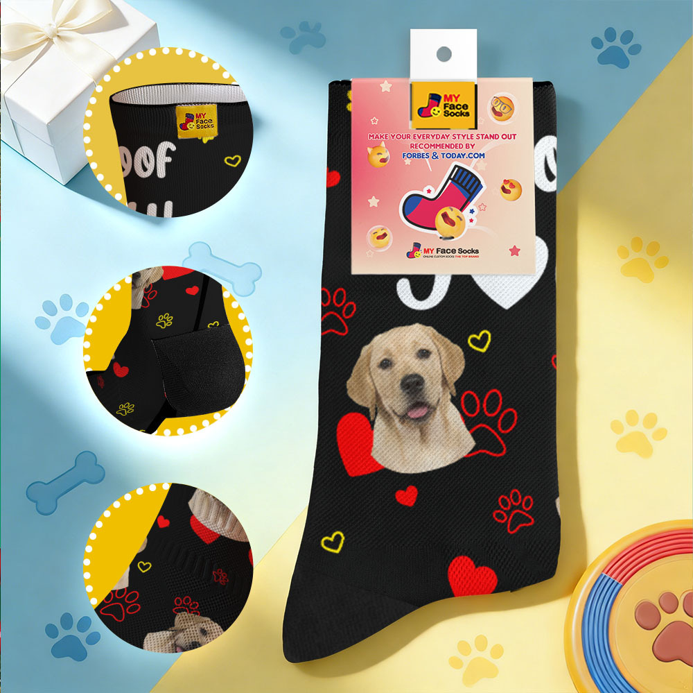 Personalized Pet Dog Theme Socks Christmas Socks Custom I Woof You Socks Pet Lover Santa Socks Gift