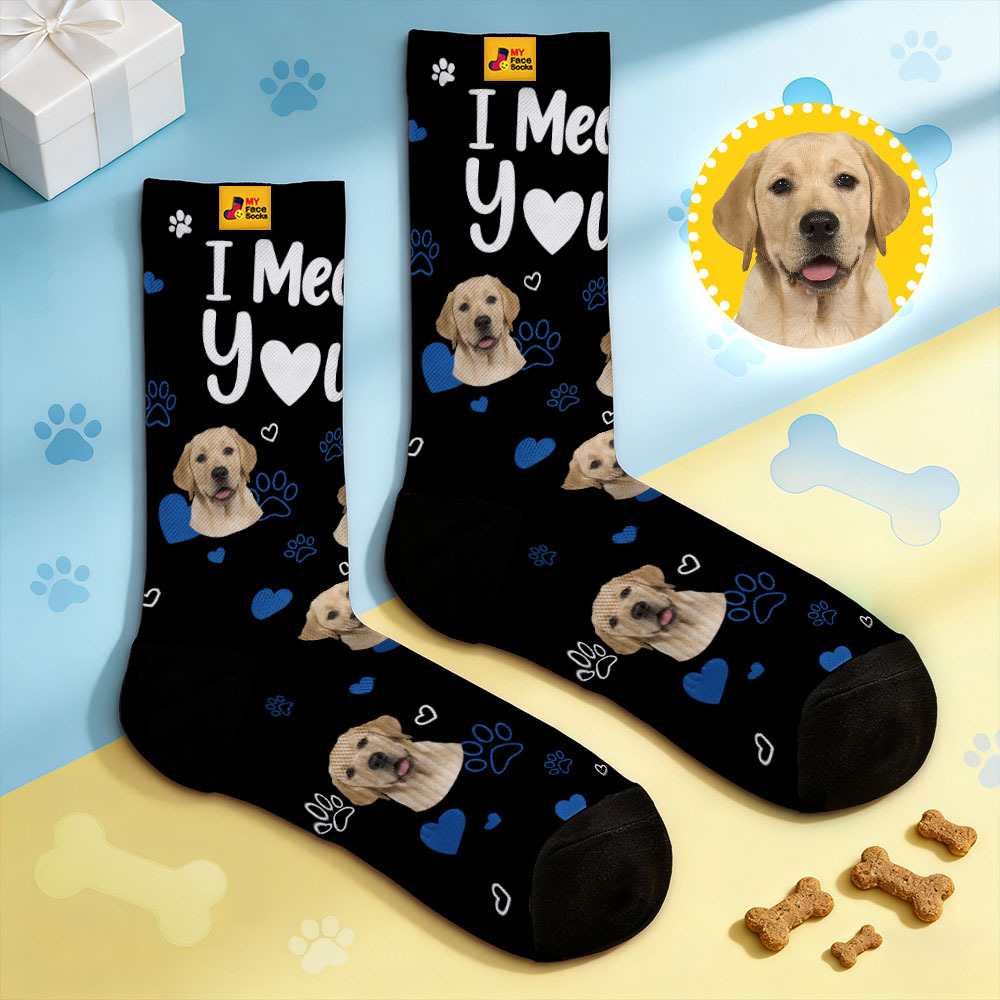 Personalized Pet Cat Theme Socks Christmas Socks Custom I Meow You Socks Pet Lover Santa Socks Gift