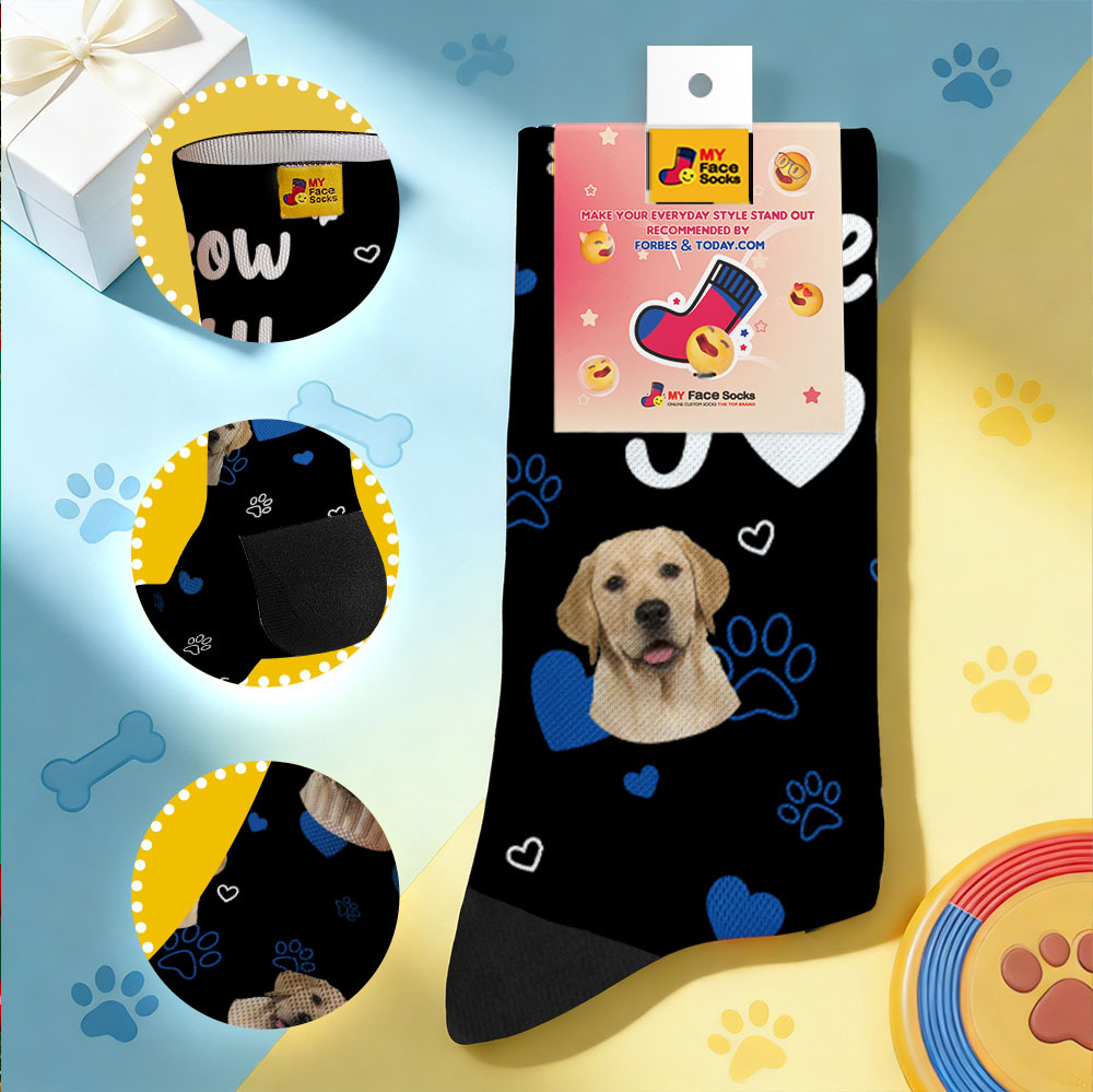 Personalized Pet Cat Theme Socks Christmas Socks Custom I Meow You Socks Pet Lover Santa Socks Gift