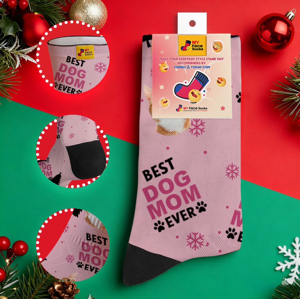 Personalized Pet Cat Theme Socks Christmas Socks Custom Best Cat Mom Socks Pet Lover Santa Socks Gift - MyFaceSocksAU