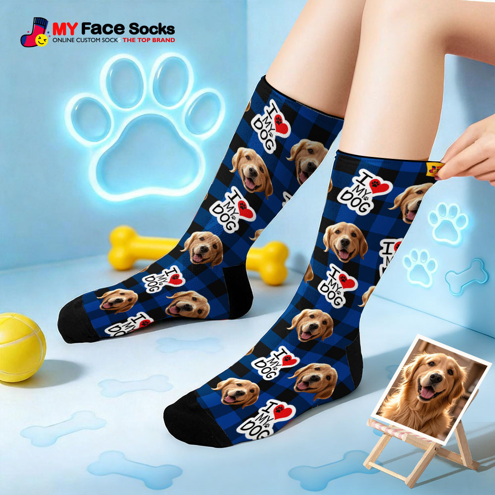 Personalized Pet Dog Theme Socks Christmas Socks Custom I Woof You Socks Pet Lover Santa Socks Gift