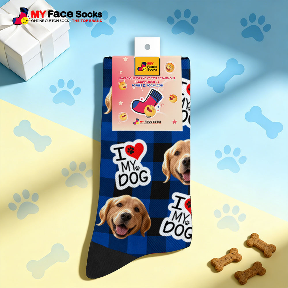 Personalized Pet Dog Theme Socks Christmas Socks Custom I Woof You Socks Pet Lover Santa Socks Gift