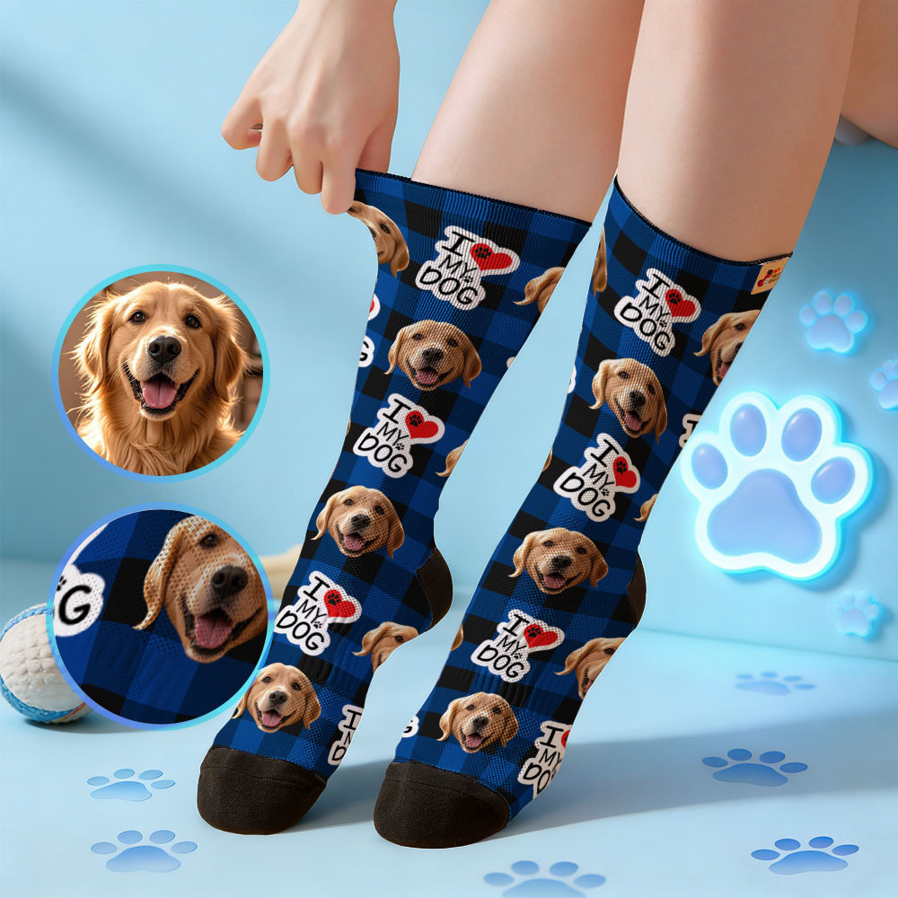 Personalized Pet Dog Theme Socks Christmas Socks Custom I Woof You Socks Pet Lover Santa Socks Gift