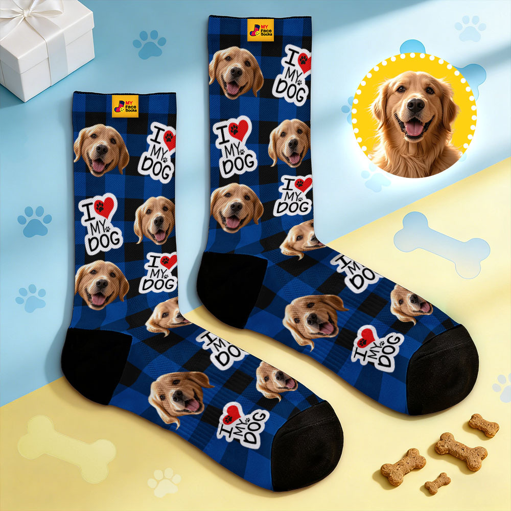 Personalized Pet Dog Theme Socks Christmas Socks Custom I Woof You Socks Pet Lover Santa Socks Gift