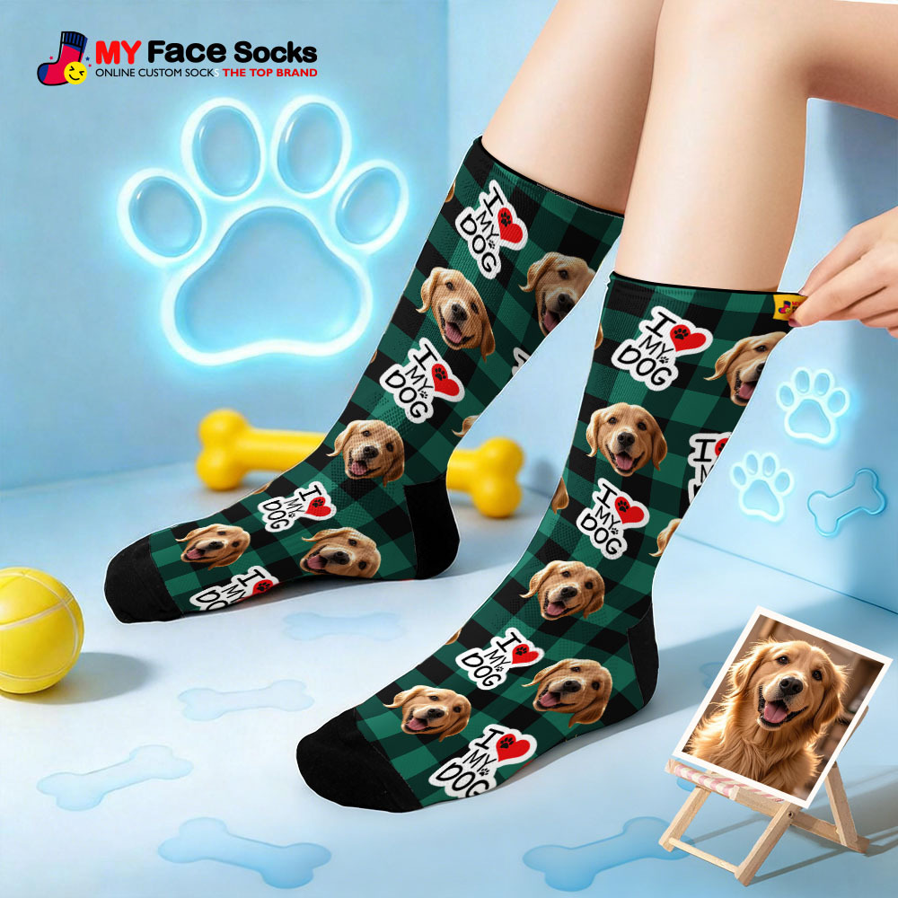 Personalized Pet Dog Theme Socks Christmas Socks Custom I Woof You Socks Pet Lover Santa Socks Gift