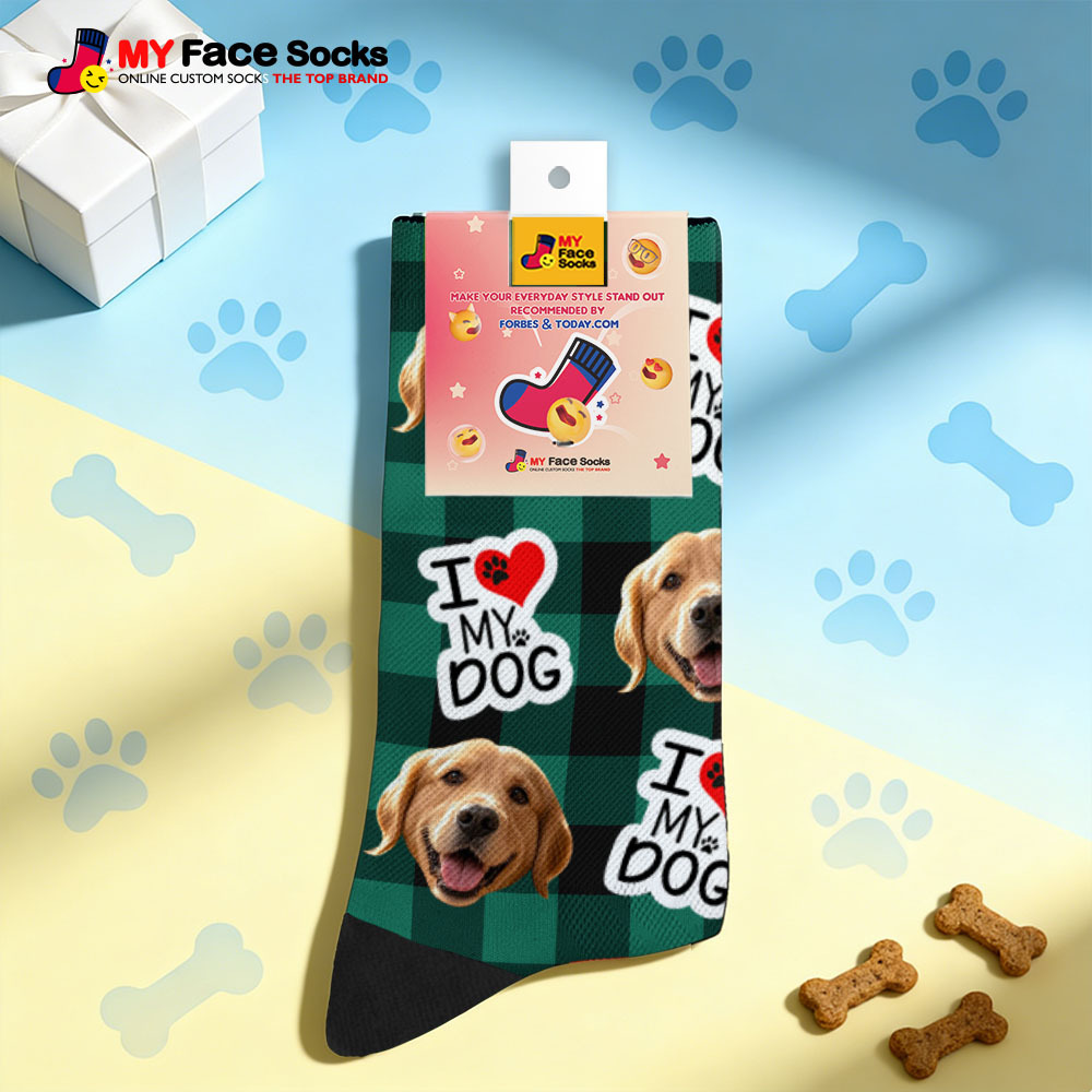 Personalized Pet Dog Theme Socks Christmas Socks Custom I Woof You Socks Pet Lover Santa Socks Gift