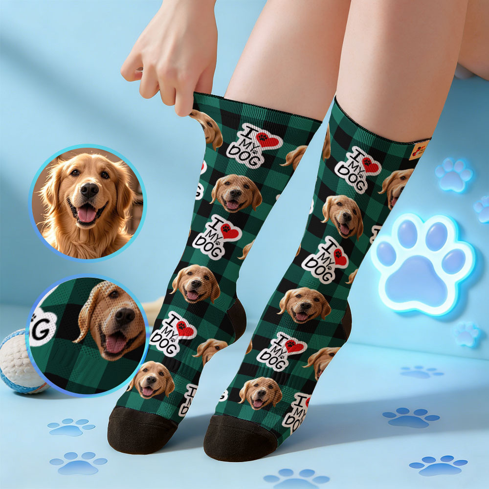 Personalized Pet Dog Theme Socks Christmas Socks Custom I Woof You Socks Pet Lover Santa Socks Gift