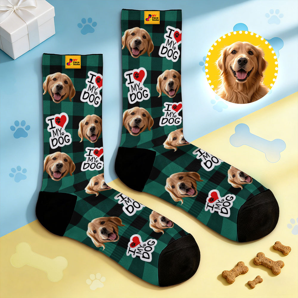 Personalized Pet Dog Theme Socks Christmas Socks Custom I Woof You Socks Pet Lover Santa Socks Gift