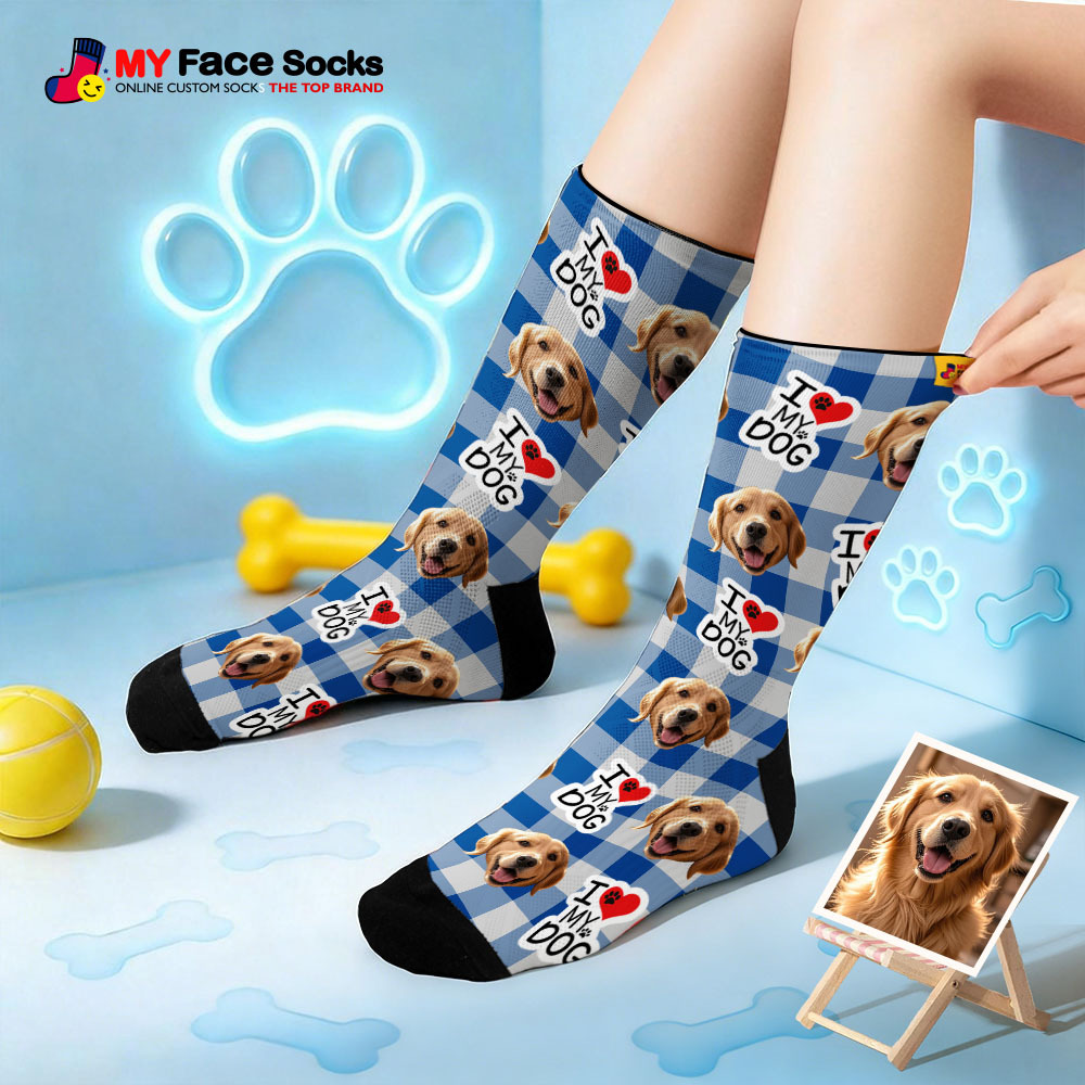 Personalized Pet Dog Theme Socks Christmas Socks Custom I Woof You Socks Pet Lover Santa Socks Gift