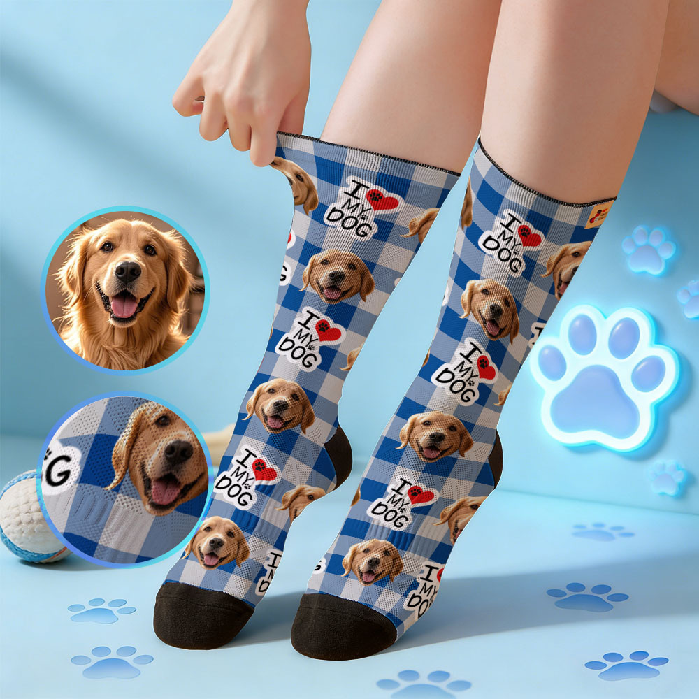 Personalized Pet Dog Theme Socks Christmas Socks Custom I Woof You Socks Pet Lover Santa Socks Gift