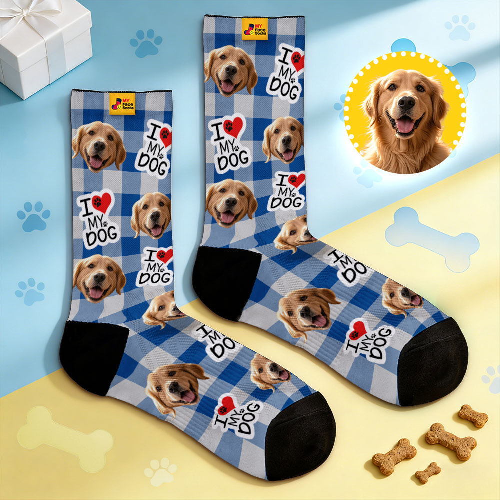 Personalized Pet Dog Theme Socks Christmas Socks Custom I Woof You Socks Pet Lover Santa Socks Gift