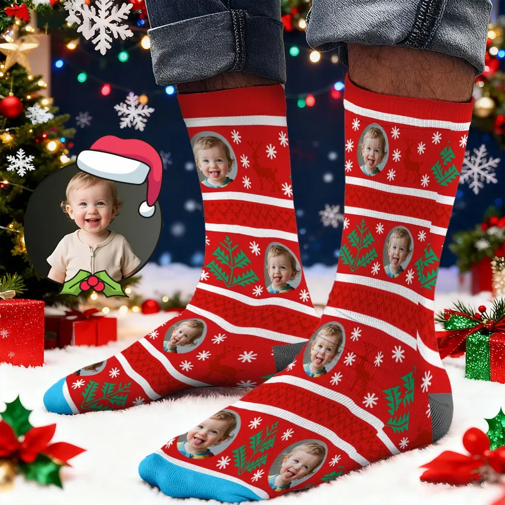 Christmas Gift Custom Face Socks Multi -face Breathable Add Pictures Colorful Photo Socks Gifts