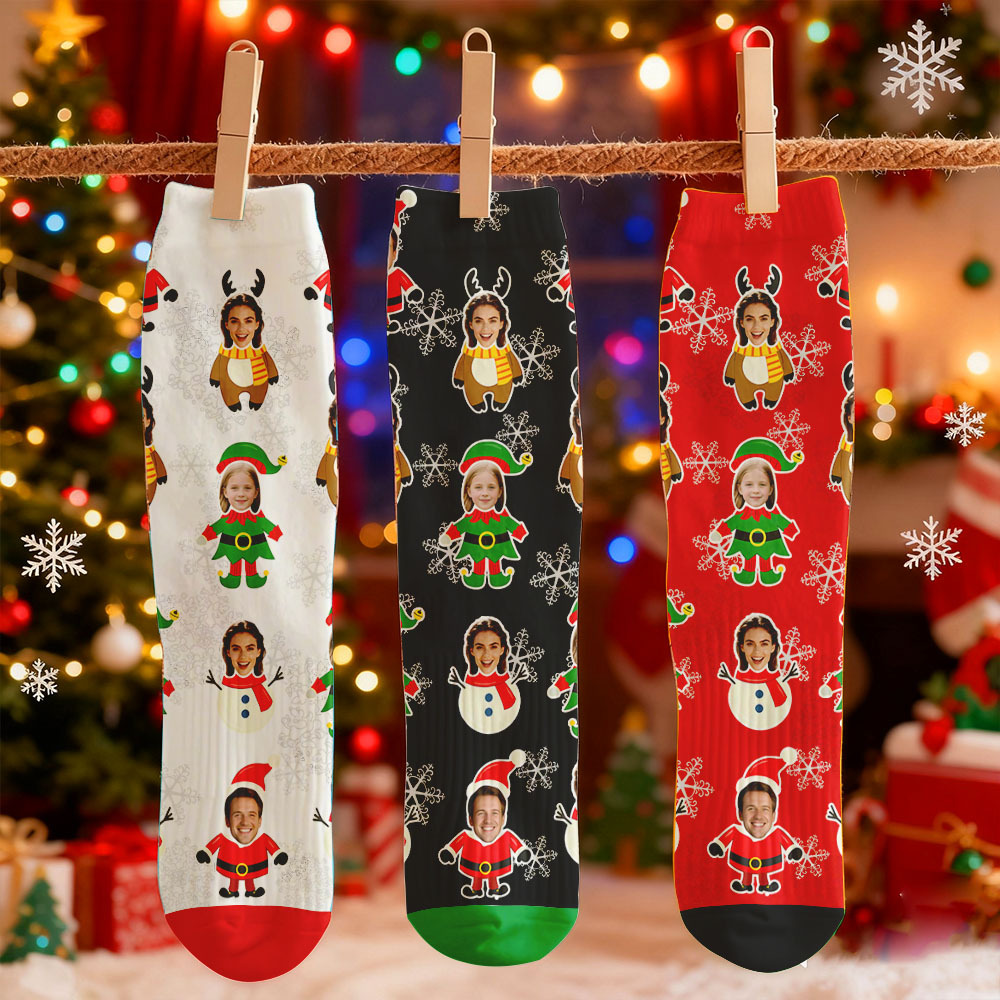 Custom Face Printed Socks Christmas Gift Funny Pet Face Socks Personalized Custom Designs Best Santa Gift Idea - MyFaceSocksAU