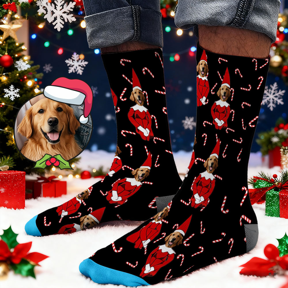 Custom Face Printed Socks Christmas Gift Snowflake Deer Pattern Personalized Custom Designs Best Santa Gift Idea - MyFaceSocksAU