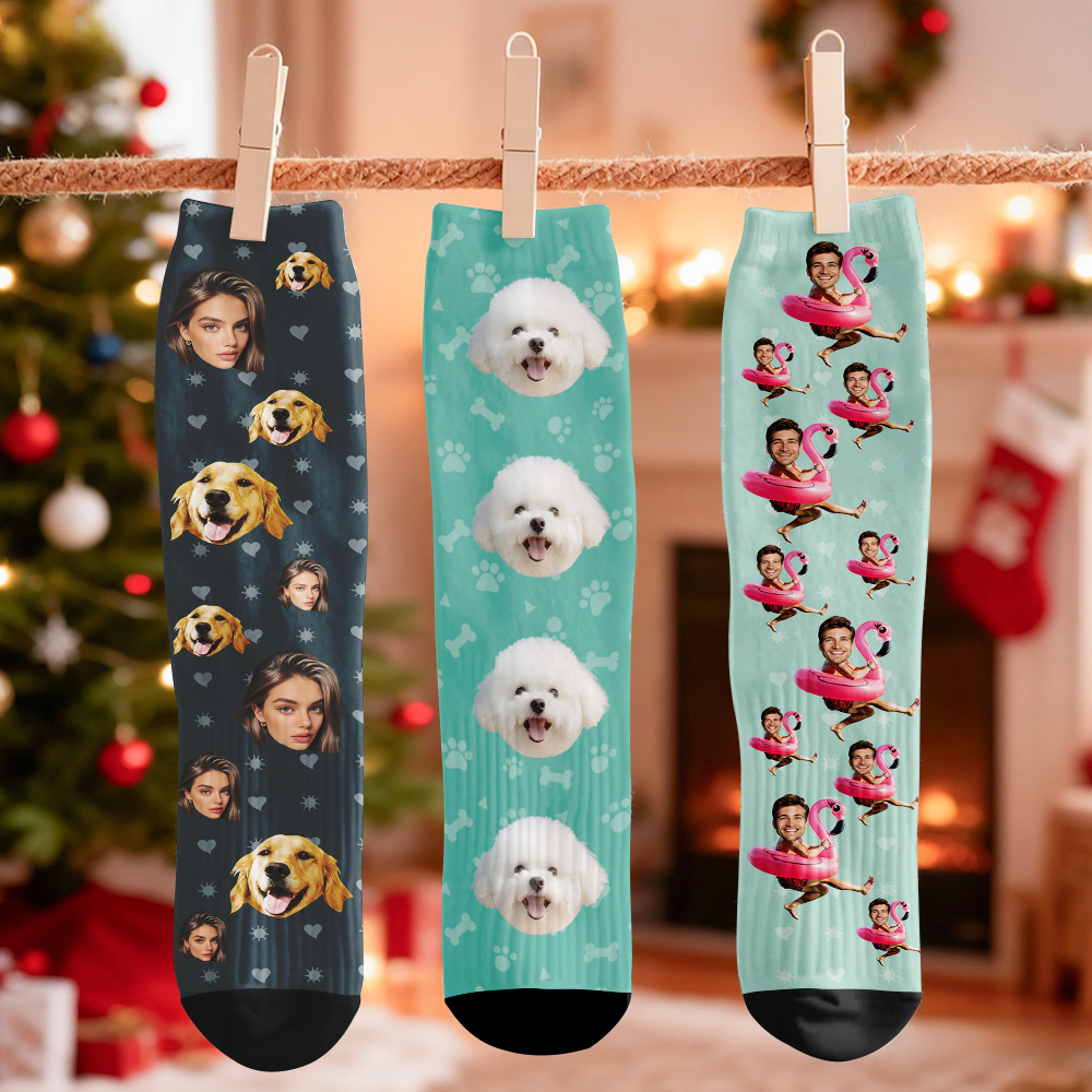 Personalized Christmas Socks Custom Face Socks Personalized Funny Christmas Face Socks Gift - MyFaceSocksAU