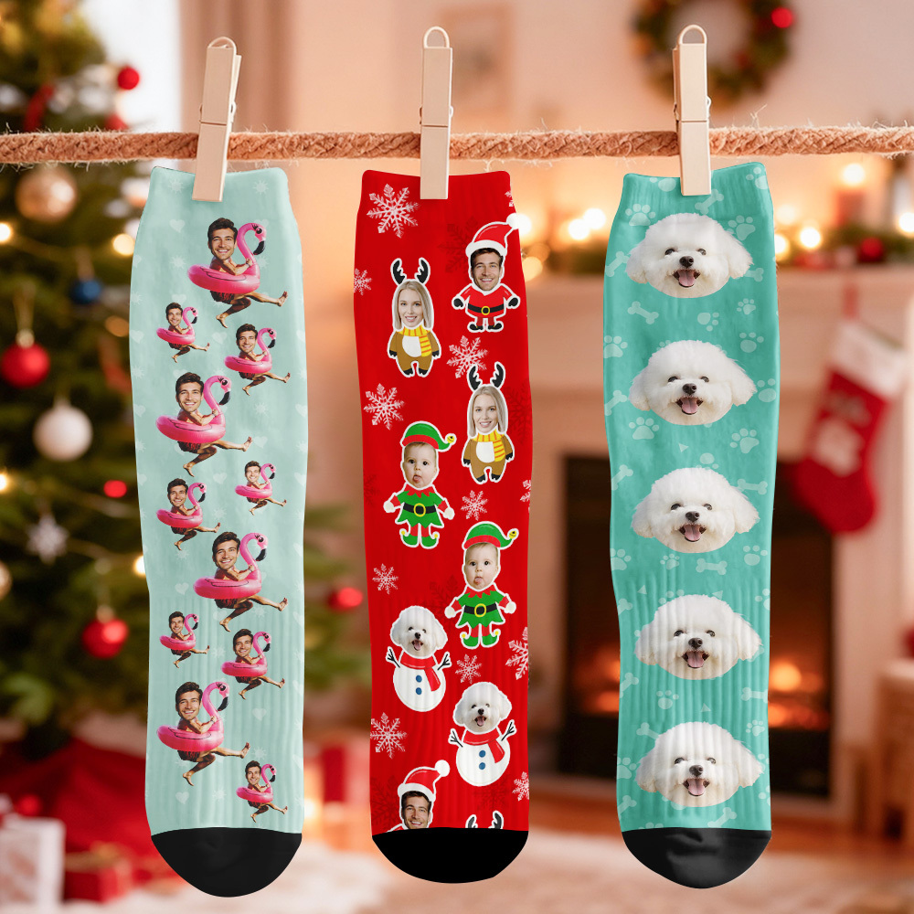 Personalized Christmas Socks Custom Face Socks Personalized Funny Christmas Face Socks Gift - MyFaceSocksAU