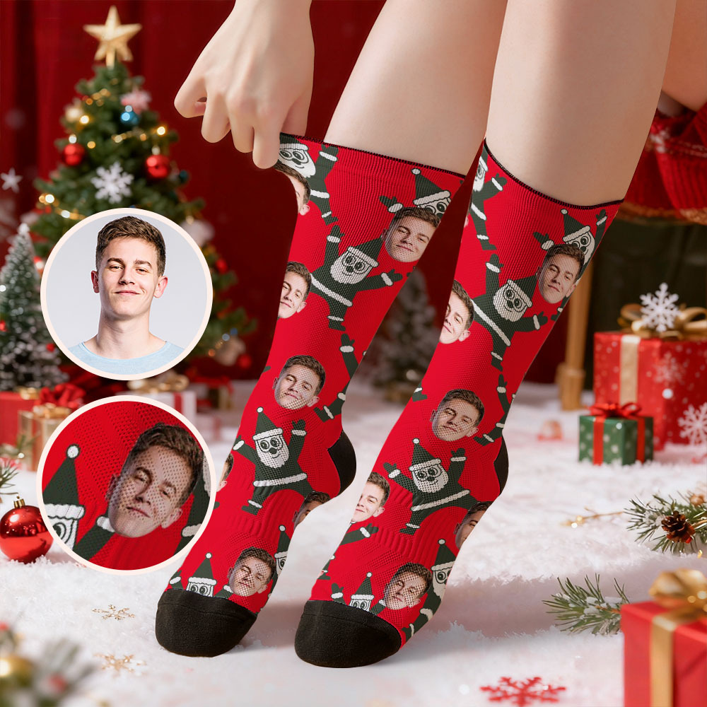 Personalized Funny Christmas Themed Socks Custom Face Socks Santa Socks Gift - MyFaceSocksAU