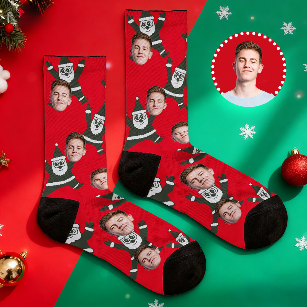 Personalized Funny Christmas Themed Socks Custom Face Socks Santa Socks Gift - MyFaceSocksAU