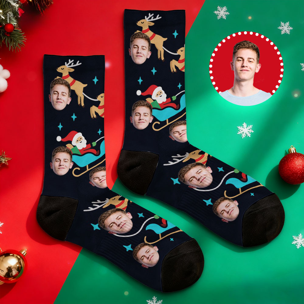 Personalized Funny Christmas Themed Socks Custom Face Socks Santa Socks Gift - MyFaceSocksAU