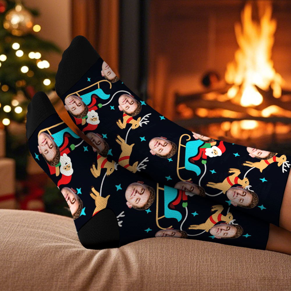 Personalized Funny Christmas Themed Socks Custom Face Socks Santa Socks Gift - MyFaceSocksAU
