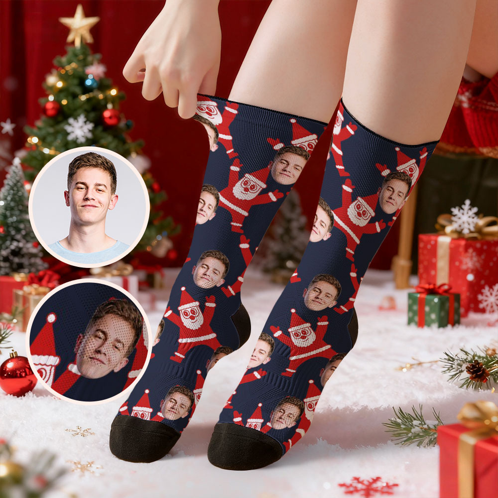 Personalized Funny Christmas Themed Socks Custom Face Socks Santa Socks Gift - MyFaceSocksAU