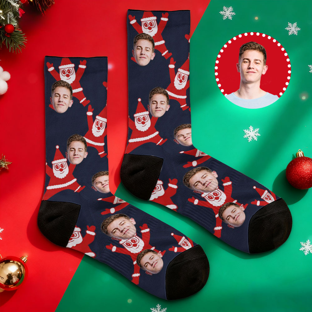 Personalized Funny Christmas Themed Socks Custom Face Socks Santa Socks Gift - MyFaceSocksAU