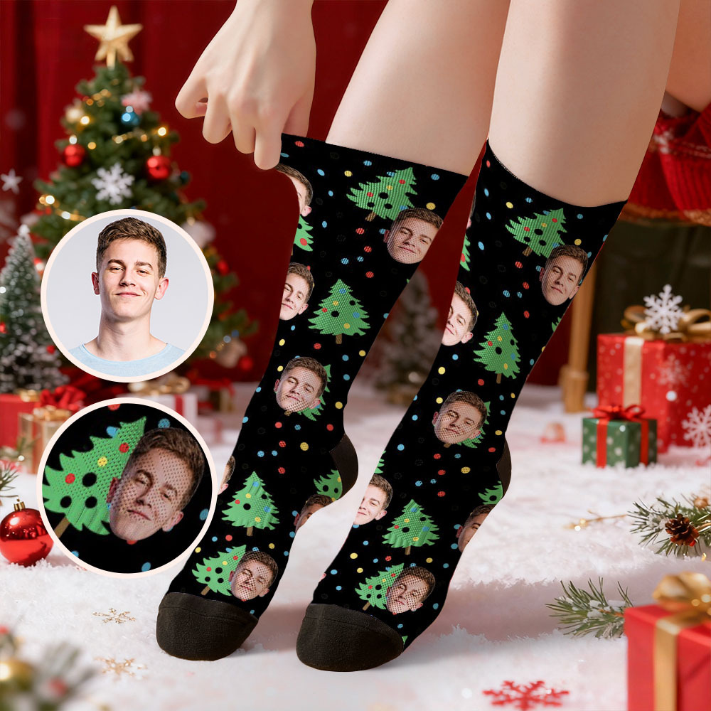 Personalized Funny Christmas Themed Socks Custom Face Socks Santa Socks Gift - MyFaceSocksAU