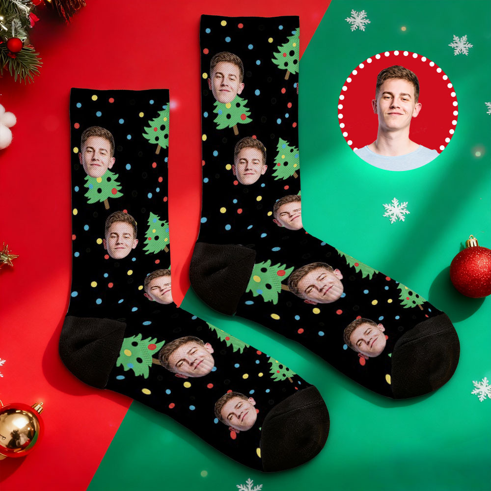 Personalized Funny Christmas Themed Socks Custom Face Socks Santa Socks Gift - MyFaceSocksAU