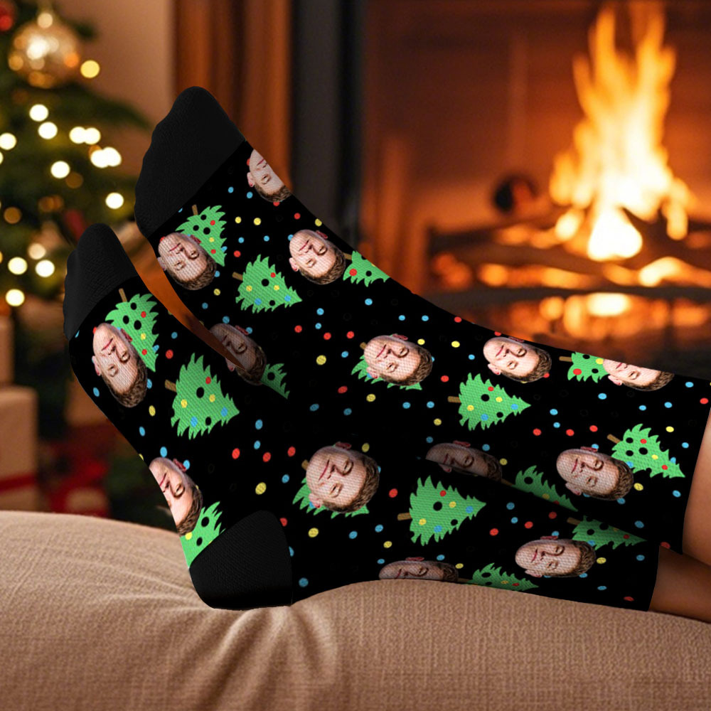 Personalized Funny Christmas Themed Socks Custom Face Socks Santa Socks Gift - MyFaceSocksAU