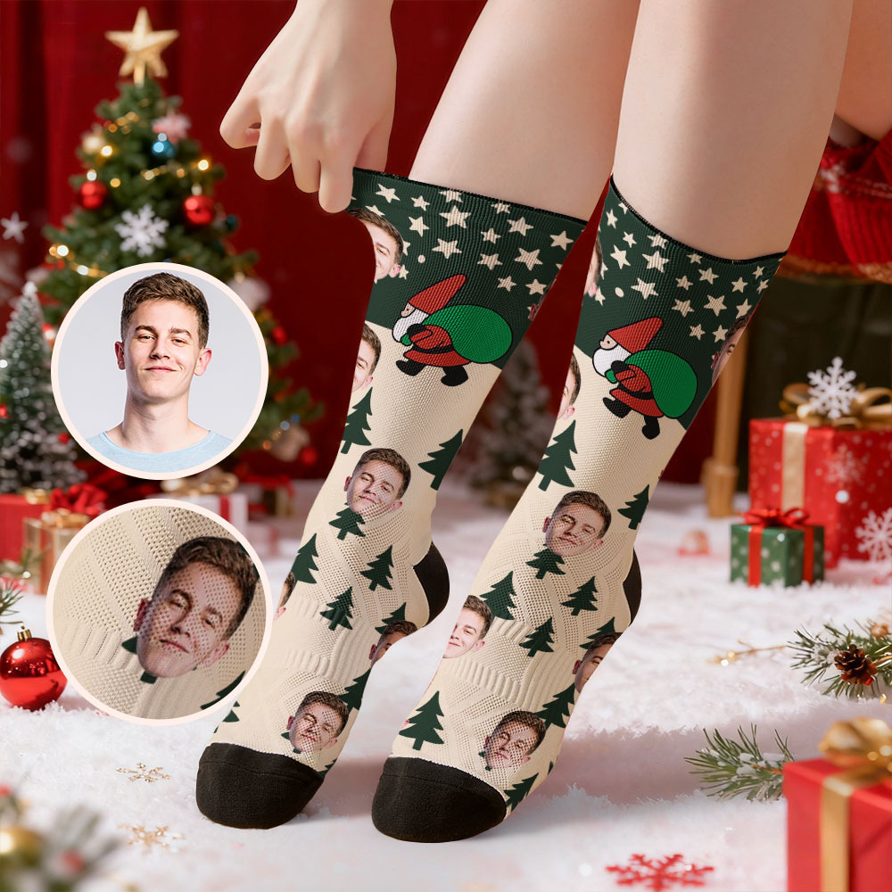 Personalized Funny Christmas Themed Socks Custom Face Socks Santa Socks Gift - MyFaceSocksAU