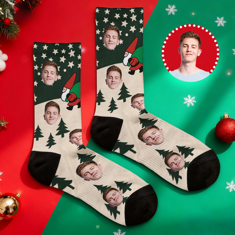 Personalized Funny Christmas Themed Socks Custom Face Socks Santa Socks Gift - MyFaceSocksAU