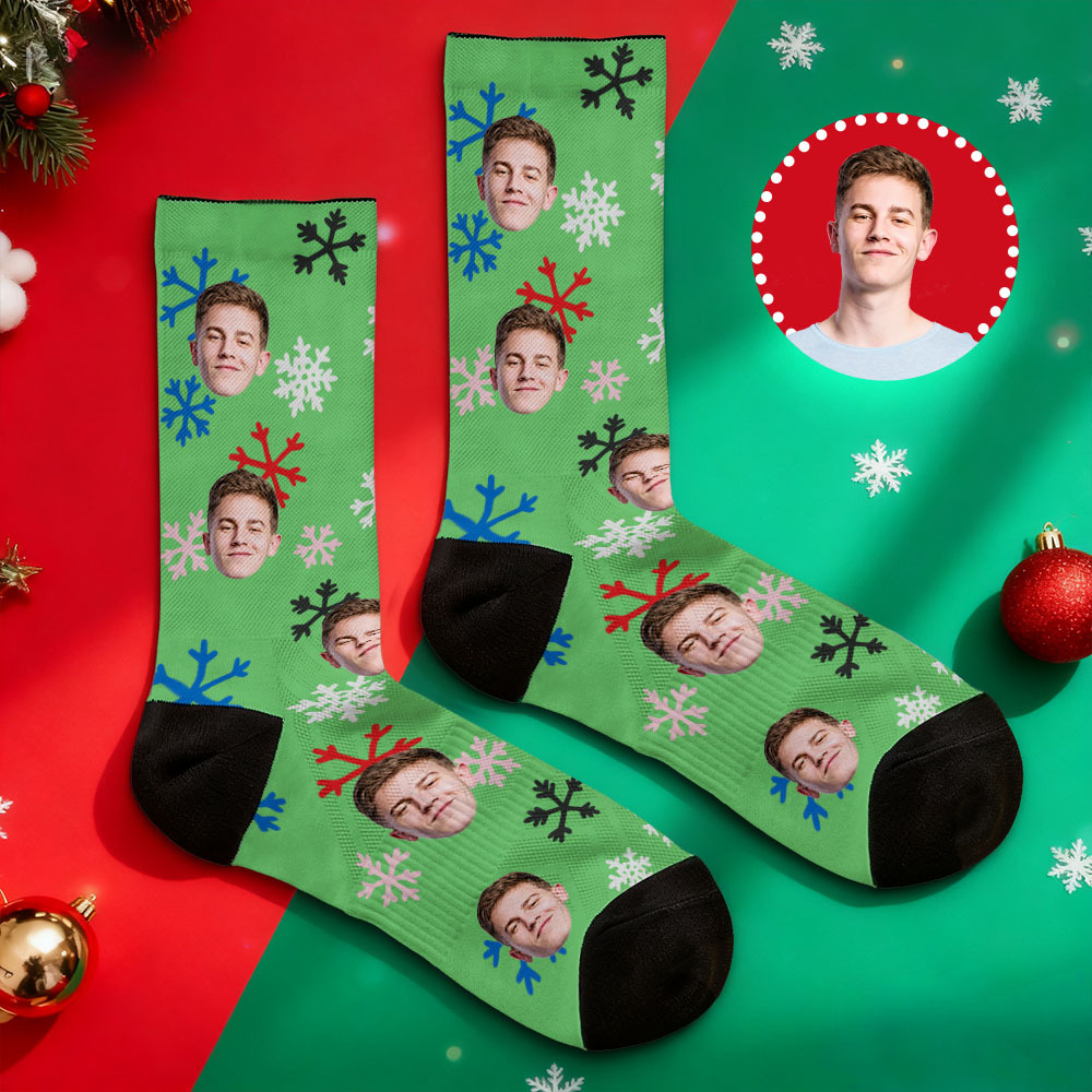 Personalized Funny Christmas Themed Socks Custom Face Socks Santa Socks Gift - MyFaceSocksAU