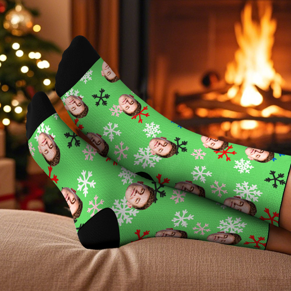 Personalized Funny Christmas Themed Socks Custom Face Socks Santa Socks Gift - MyFaceSocksAU