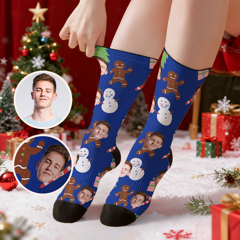 Personalized Funny Christmas Themed Socks Custom Face Socks Santa Socks Gift - MyFaceSocksAU