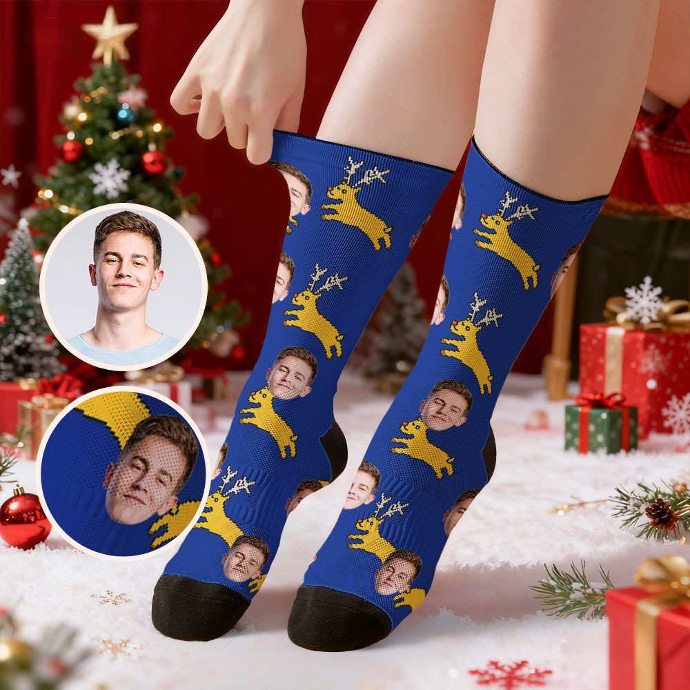 Personalized Funny Christmas Themed Socks Custom Face Socks Santa Socks Gift - MyFaceSocksAU