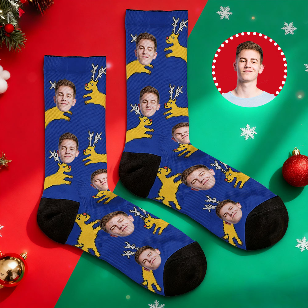 Personalized Funny Christmas Themed Socks Custom Face Socks Santa Socks Gift - MyFaceSocksAU