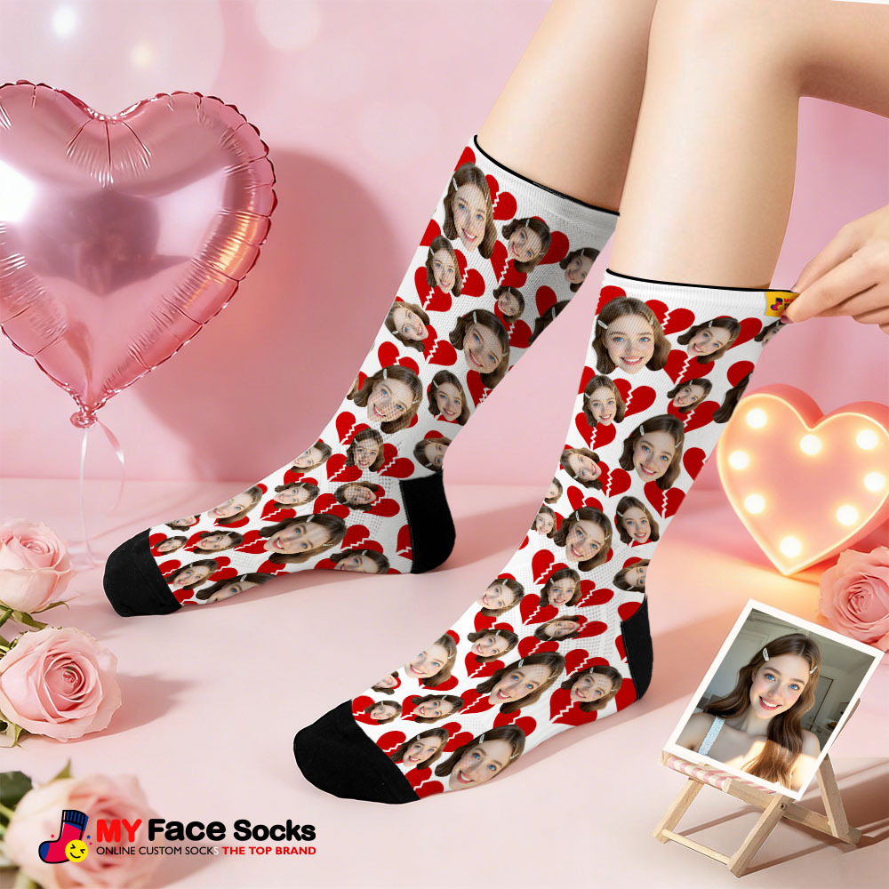 Personalized Red Lips Face Socks Valentine Themed Socks Custom Face Socks Couple Gift - MyFaceSocksAU