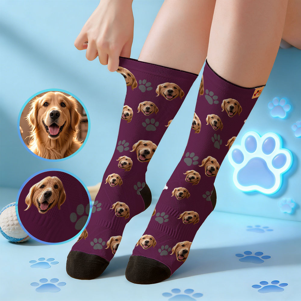Custom Cute Pet Theme Face Socks Personalized Pet Lover Gift Socks with Photo - MyFaceSocksAU